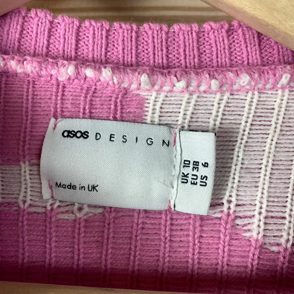 Asos‎ Chunky Sweater Women 6 Pink Clouds AOP Oversized Heavy Knit Made in UK - Picture 3 of 7